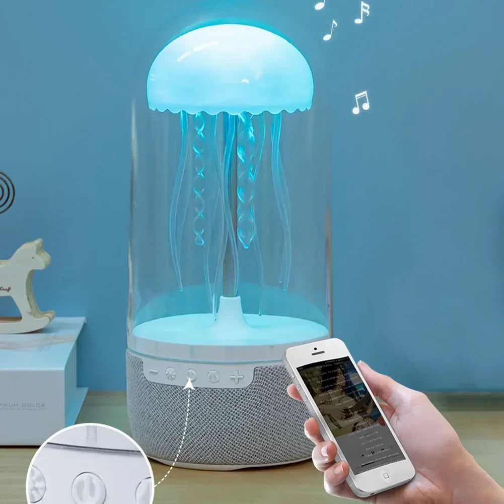 Jellyfish Bluetooth Speaker - Color-Changing LED Mood Light, Portable Wireless Hifi Sound for Home/Office Deco