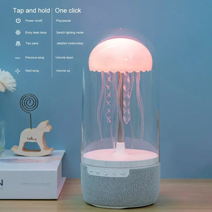 Jellyfish Bluetooth Speaker - Color-Changing LED Mood Light, Portable Wireless Hifi Sound for Home/Office Deco